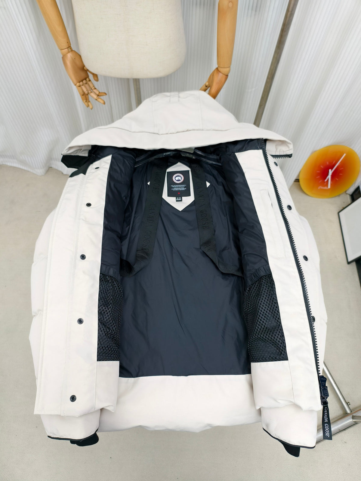 Canada Goose Ivory White Fur-Trim Hooded Quilted Puffer Jacket