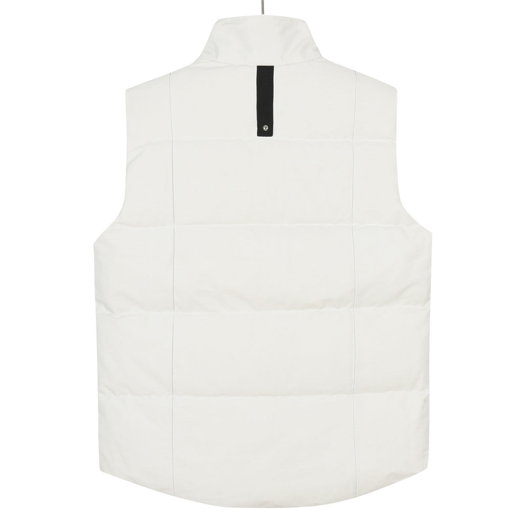 Moose Knuckles White Studded Logo Puffer Vest