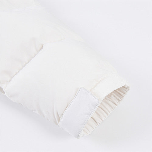 The North Face White and Light Gray Colorblock Stand Collar Puffer Jacket
