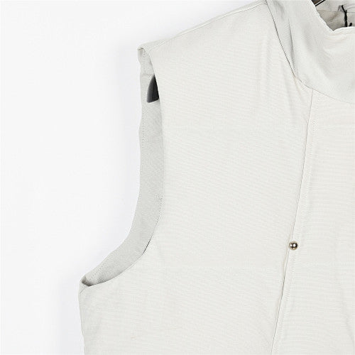 Moose Knuckles White Studded Logo Puffer Vest