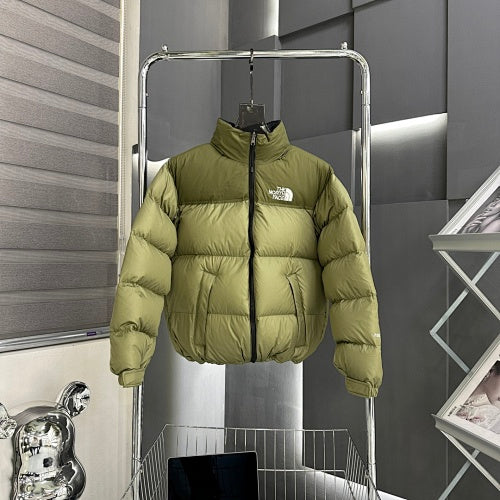 The North Face Olive Green Two-Tone Stand Collar Puffer Jacket