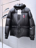 Moncler Black Matt Black Logo Hooded Puffer Jacket