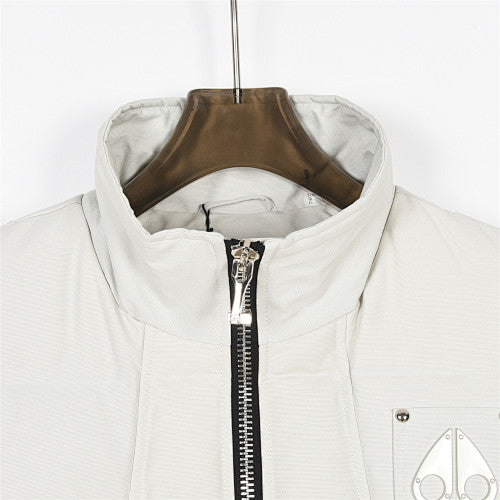 Moose Knuckles White Studded Logo Puffer Vest