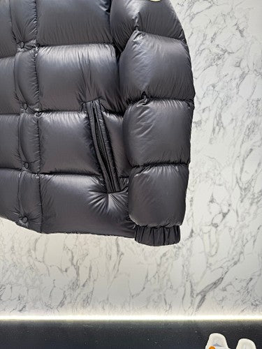 Moncler Black Blue-Lined Stand Collar Puffer Jacket