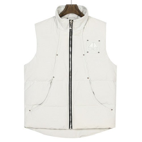 Moose Knuckles White Studded Logo Puffer Vest