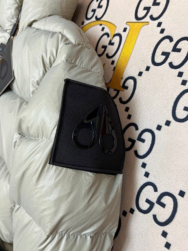 Moose Knuckles Light Sage Green Stand Collar Quilted Puffer Jacket