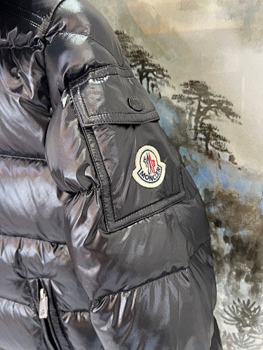 Moncler Black Glossy Hooded Quilted Puffer Jacket