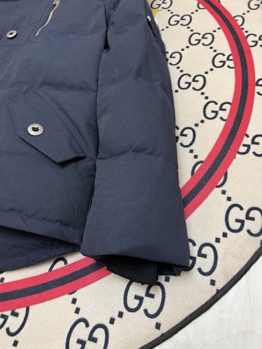 Moose Knuckles Navy Blue Fur-Trim Hooded Puffer Jacket