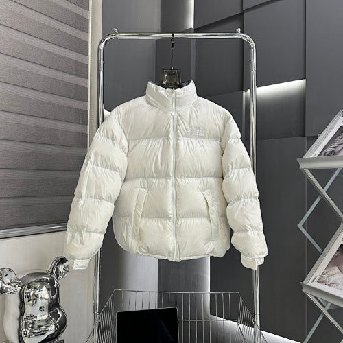 The North Face White Tonal Logo Stand Collar Puffer Jacket