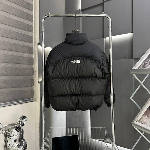 The North Face Black White Logo Stand Collar Puffer Jacket