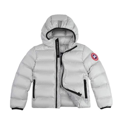 Canada Goose White Classic Badge Striped Back Hooded Puffer Jacket
