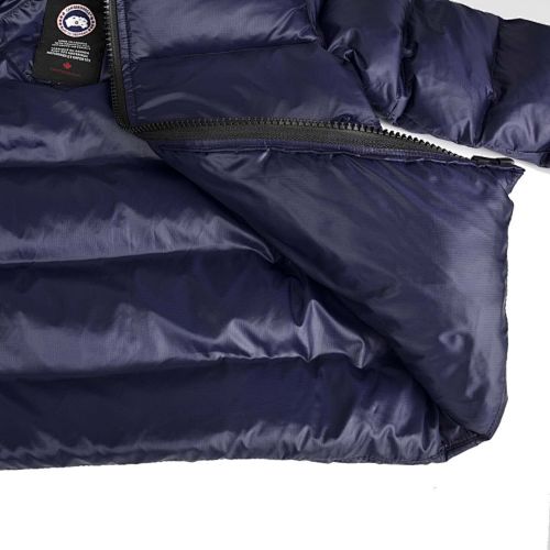 Canada Goose Navy Blue Classic Badge Striped Back Hooded Puffer Jacket