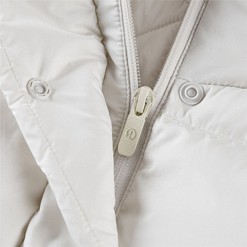 lululemon Ivory White Tonal Logo Hooded Puffer Jacket