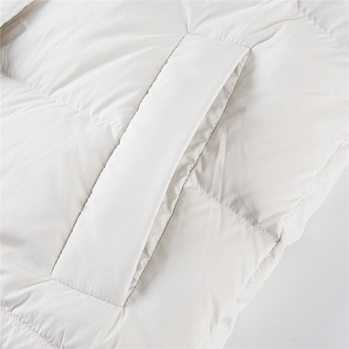 lululemon Ivory White Tonal Logo Hooded Puffer Jacket