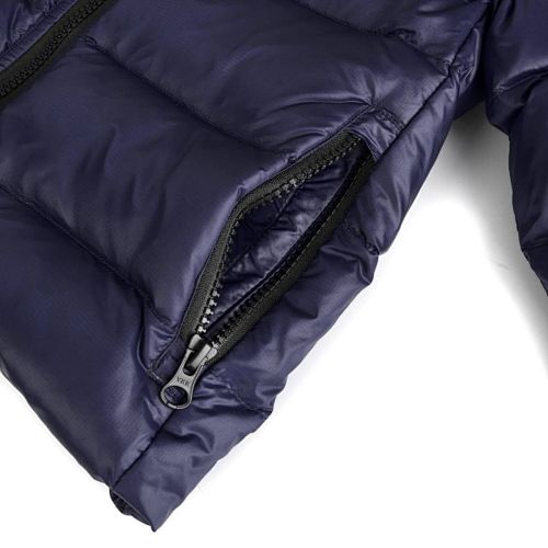 Canada Goose Navy Blue Classic Badge Striped Back Hooded Puffer Jacket