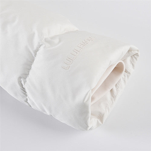 lululemon Ivory White Tonal Logo Hooded Puffer Jacket