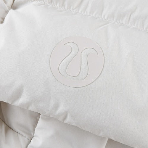 lululemon Ivory White Tonal Logo Hooded Puffer Jacket