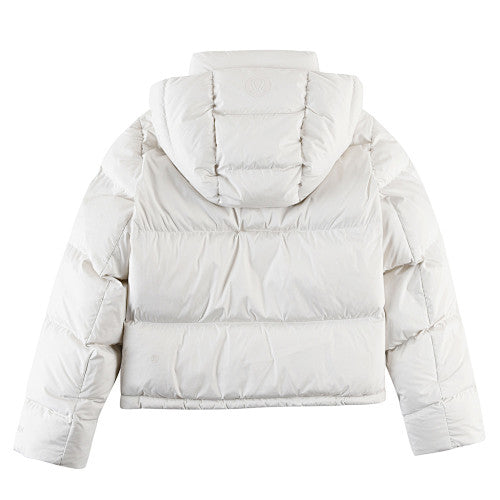 lululemon Ivory White Tonal Logo Hooded Puffer Jacket