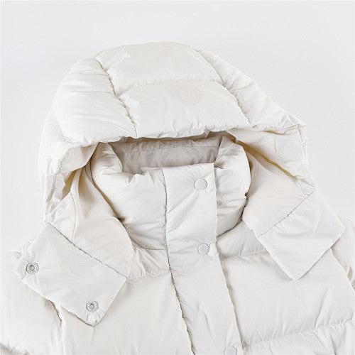 lululemon Ivory White Tonal Logo Hooded Puffer Jacket