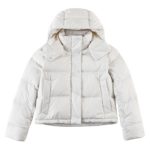 lululemon Ivory White Tonal Logo Hooded Puffer Jacket