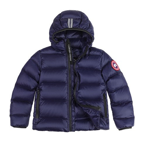 Canada Goose Navy Blue Classic Badge Striped Back Hooded Puffer Jacket