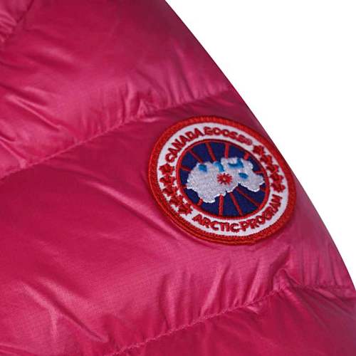 Canada Goose Fuchsia Pink Classic Badge Striped Back Hooded Puffer Jacket