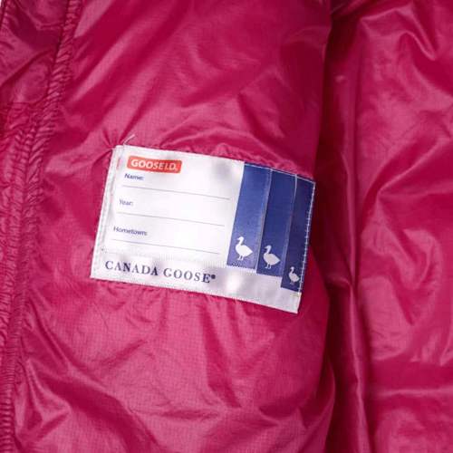 Canada Goose Fuchsia Pink Classic Badge Striped Back Hooded Puffer Jacket
