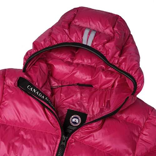Canada Goose Fuchsia Pink Classic Badge Striped Back Hooded Puffer Jacket