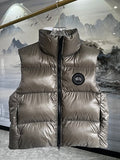 Canada Goose Metallic Taupe Glossy Quilted Puffer Vest