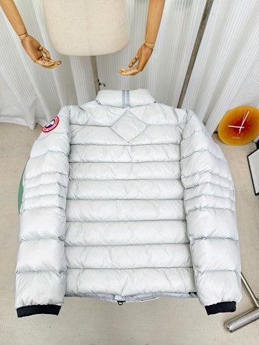 Canada Goose White Classic Badge Stand Collar Puffer Jacket