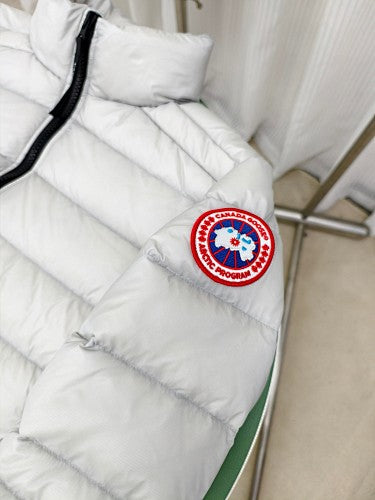 Canada Goose White Classic Badge Stand Collar Puffer Jacket