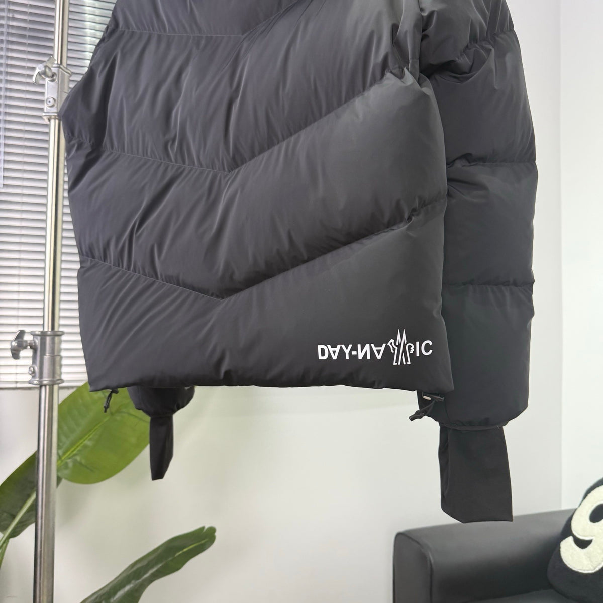 Moncler Black Chevron Quilted Hooded Puffer Jacket