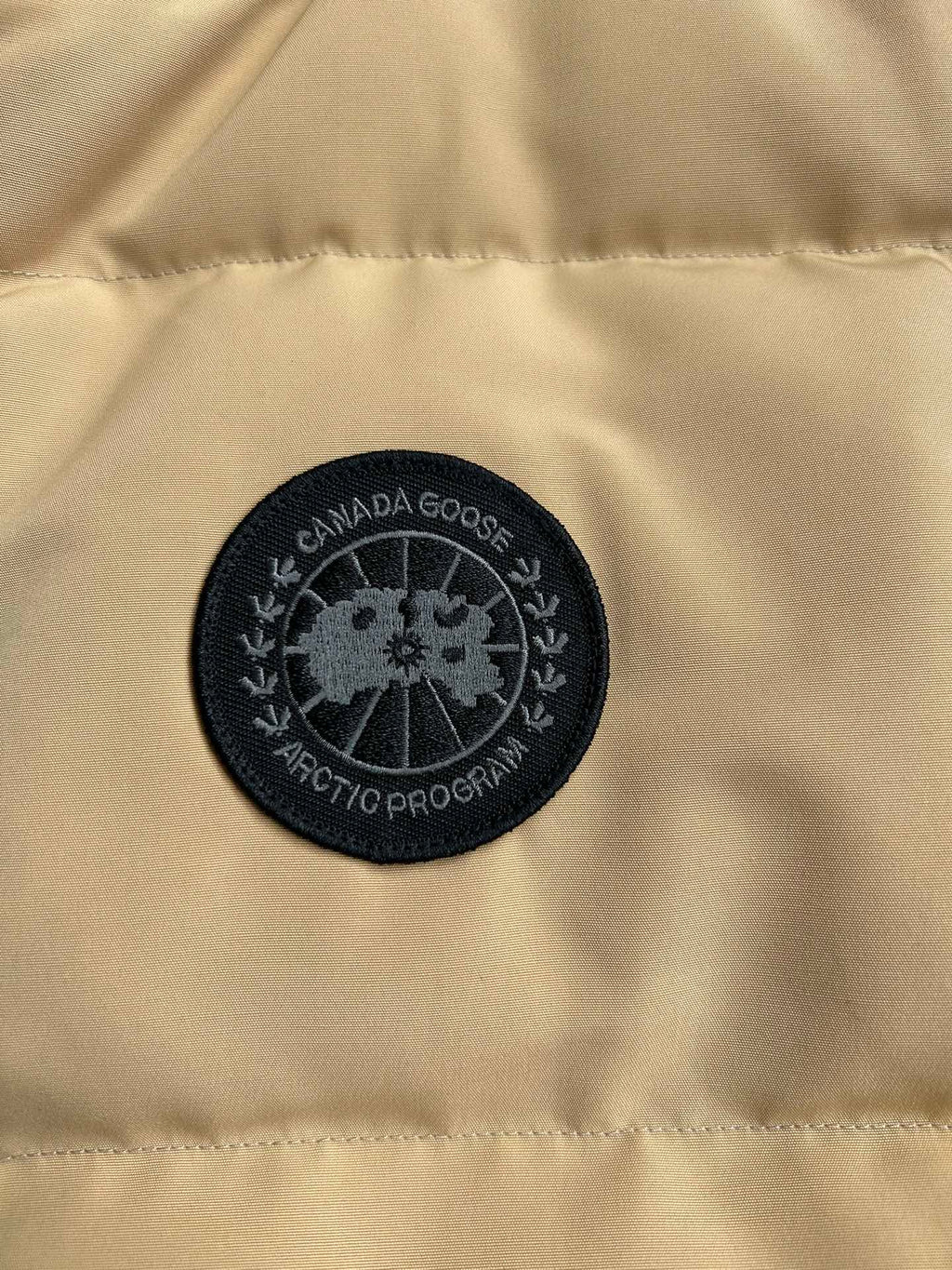 Canada Goose Sand Beige Black Badge Quilted Puffer Vest