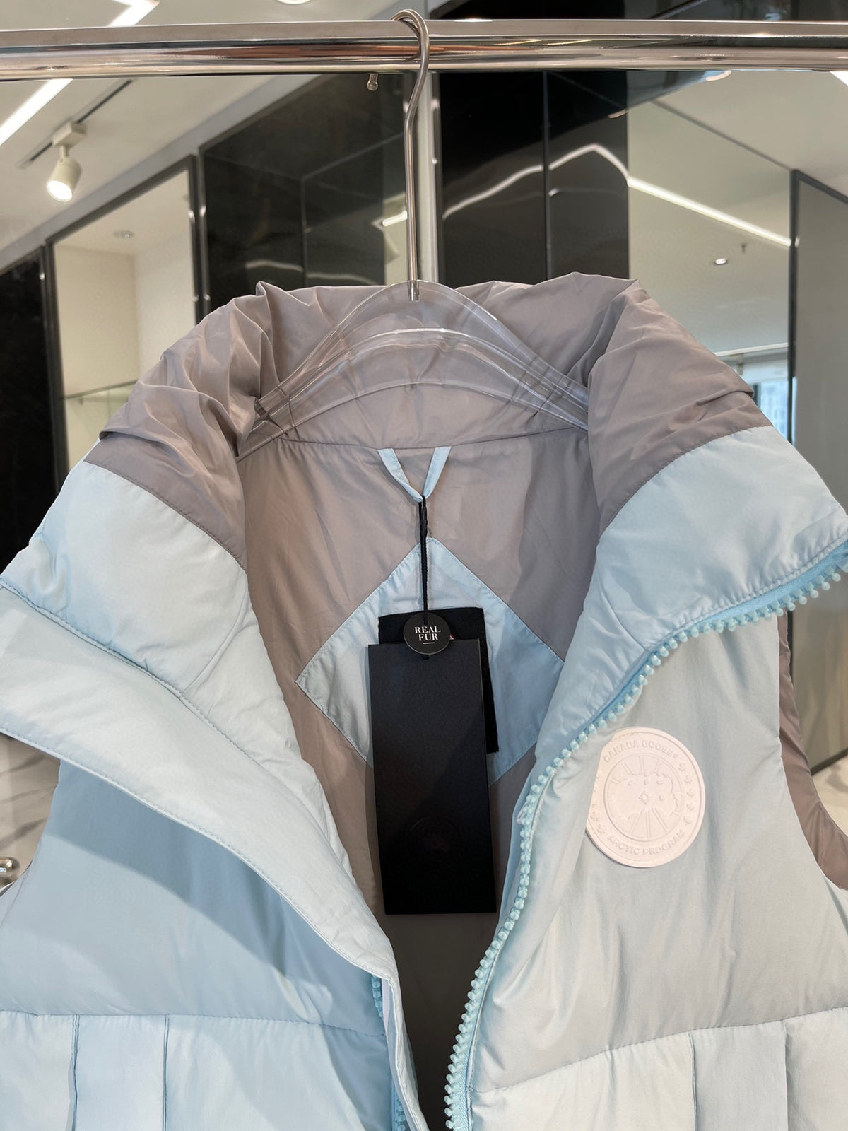 Canada Goose Ice Blue White Badge Quilted Puffer Vest