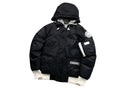 Canada Goose Black and White Contrast Trim Hooded Bomber Jacket