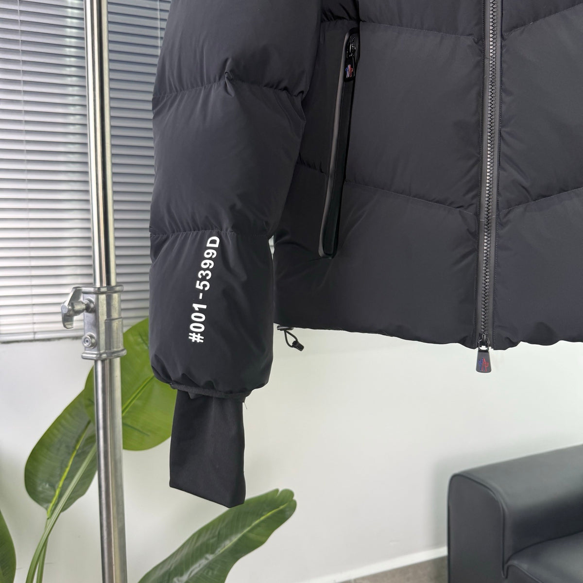 Moncler Black Chevron Quilted Hooded Puffer Jacket