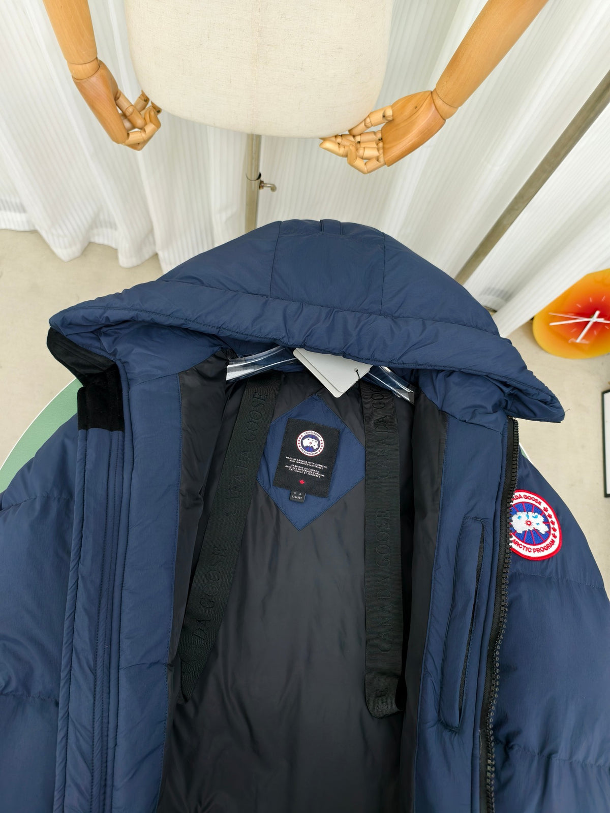 Canada Goose Navy Blue Classic Badge Hooded Puffer Jacket