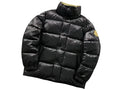 Moncler Black Olive Badge Glossy Stand Collar Puffer Jacket