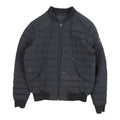 Black Mixed-Quilt Zip-Front Bomber Jacket