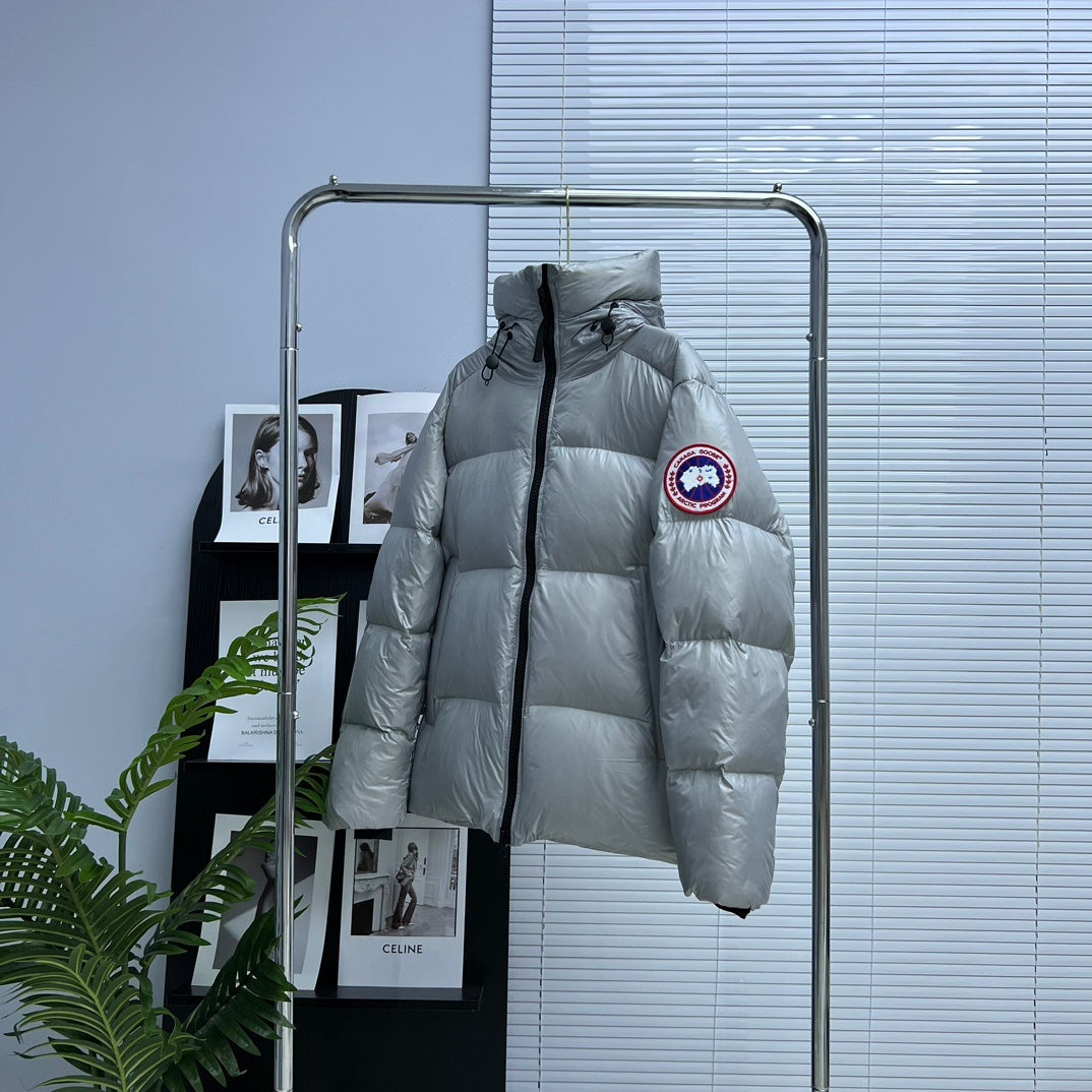 Canada Goose Silver Gray Classic Badge Hooded Puffer Jacket