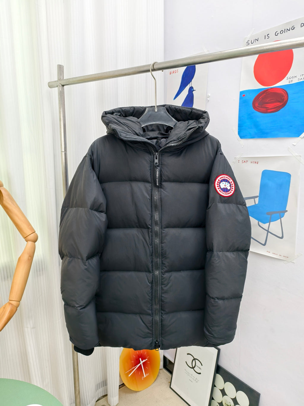 Canada Goose Black Classic Badge Hooded Puffer Jacket