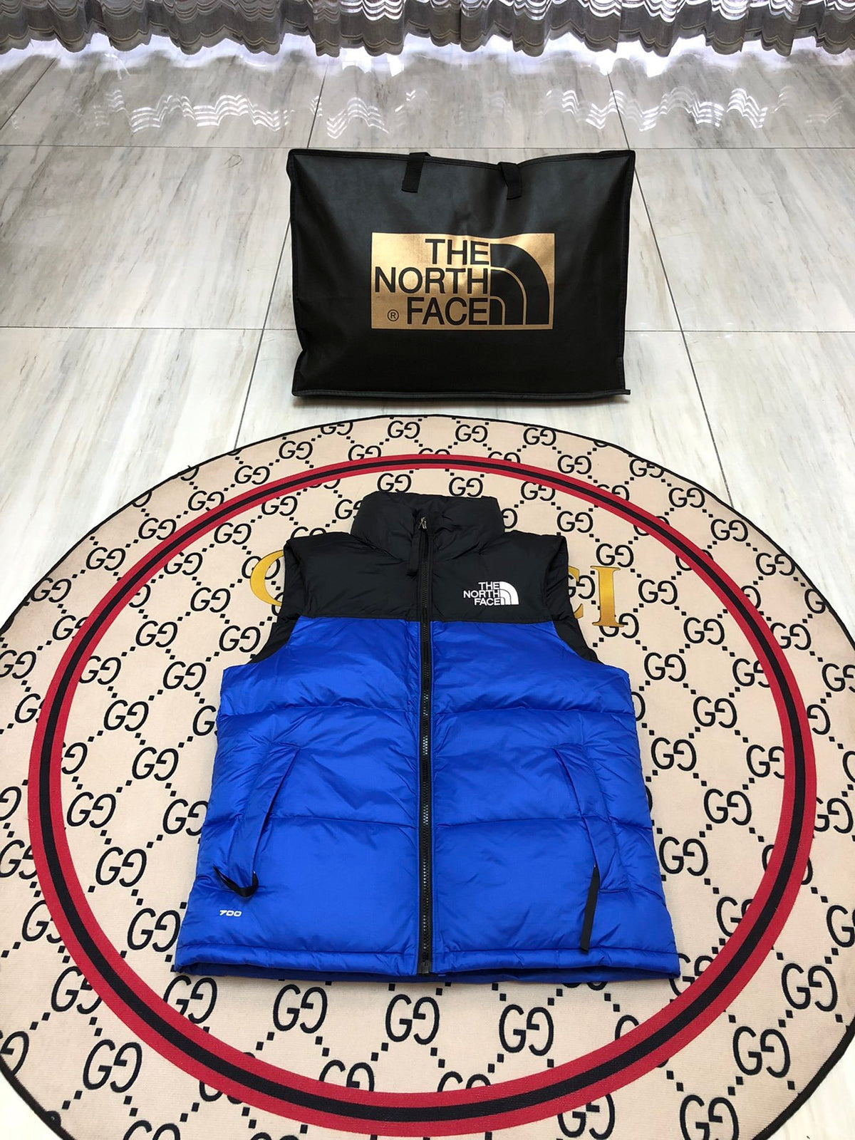 The North Face Royal Blue and Black Colorblock Puffer Vest