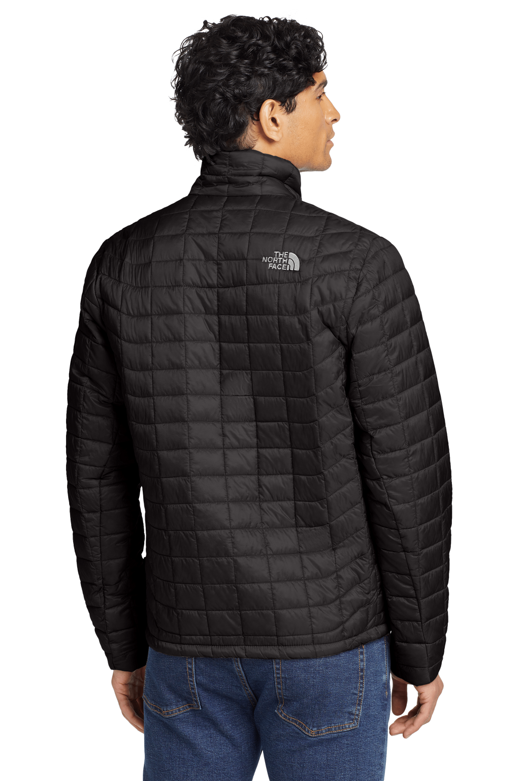 The North Face Black Grid-Quilt Stand Collar Jacket