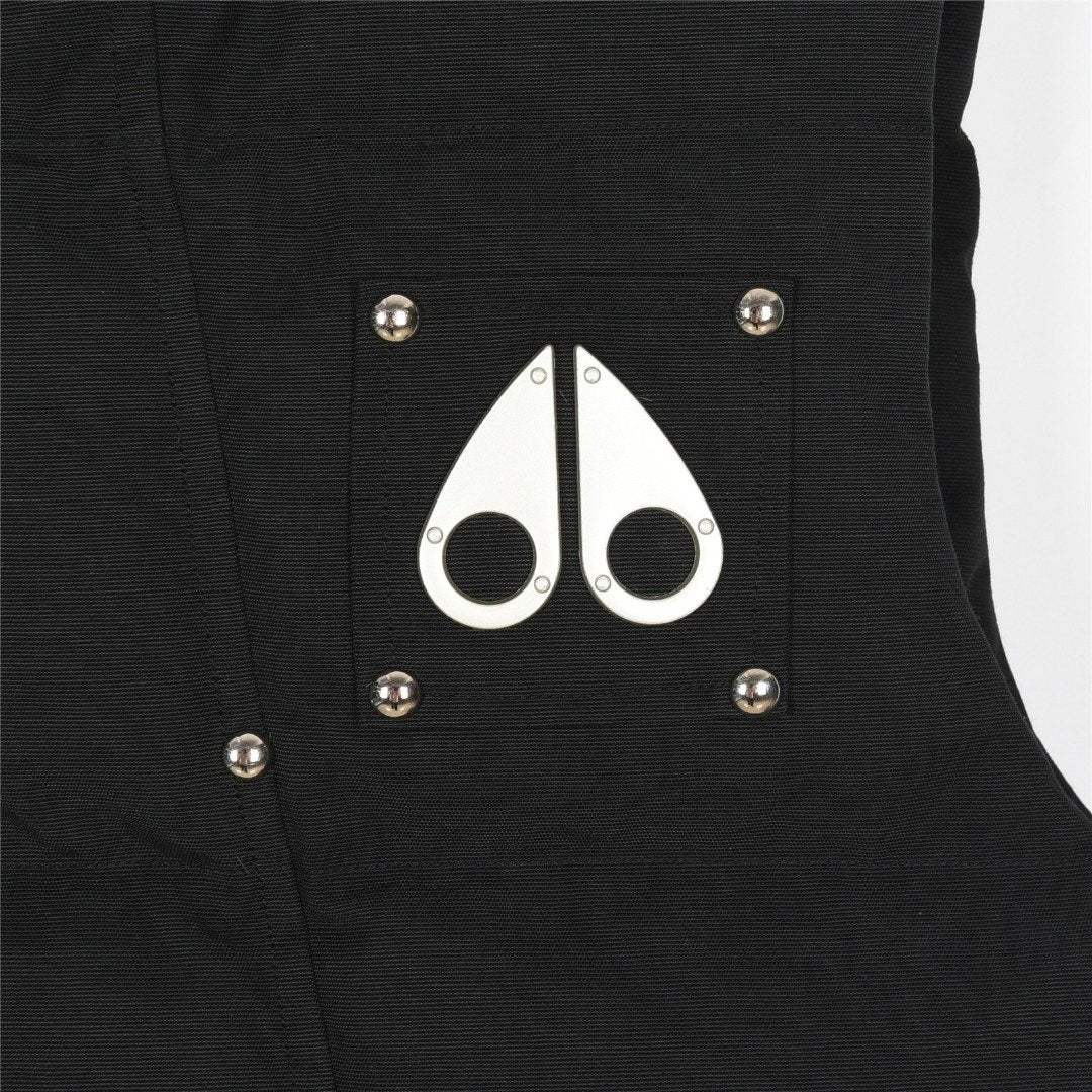 Moose Knuckles Black Studded Logo Puffer Vest