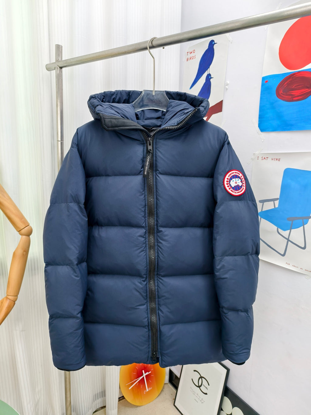 Canada Goose Navy Blue Classic Badge Hooded Puffer Jacket