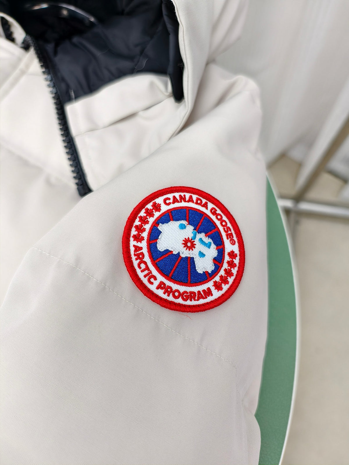 Canada Goose Ivory White Fur-Trim Hooded Quilted Puffer Jacket