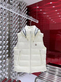 Moncler White Logo Hood Quilted Puffer Vest