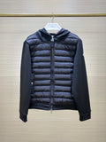Moncler Black Quilted Front Striped Hood Jacket