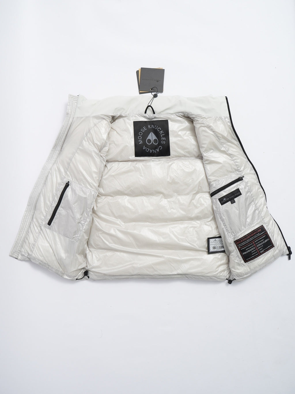 Moose Knuckles White Glossy Quilted Puffer Vest