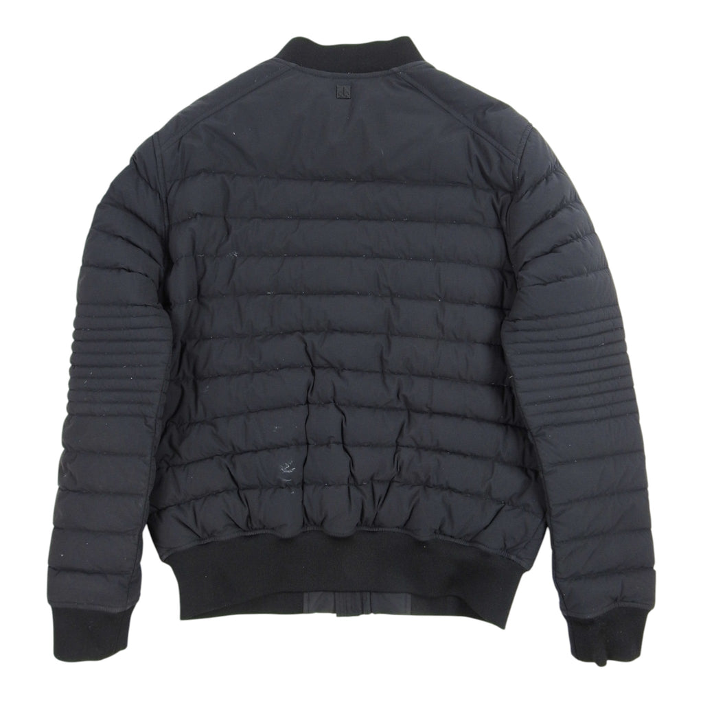 Black Mixed-Quilt Zip-Front Bomber Jacket